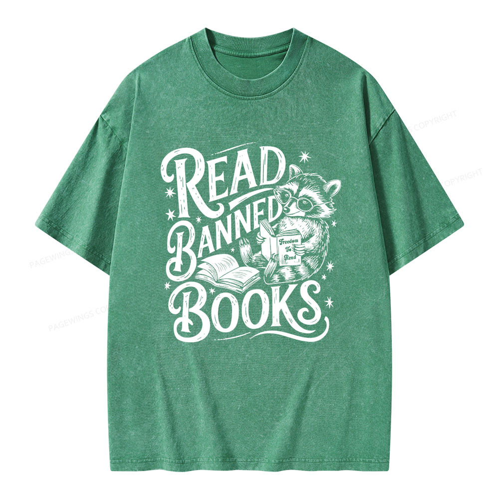 Pagewings Read Banned Books Unisex Washed T-shirt
