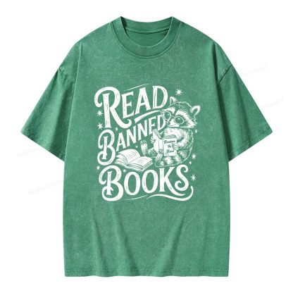 Pagewings Read Banned Books Unisex Washed T-shirt