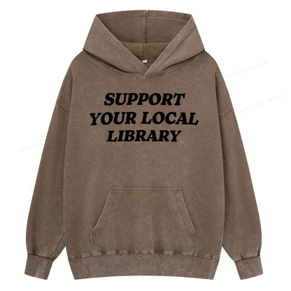Pagewing Support Your Local Library Unisex Washed Hoodie