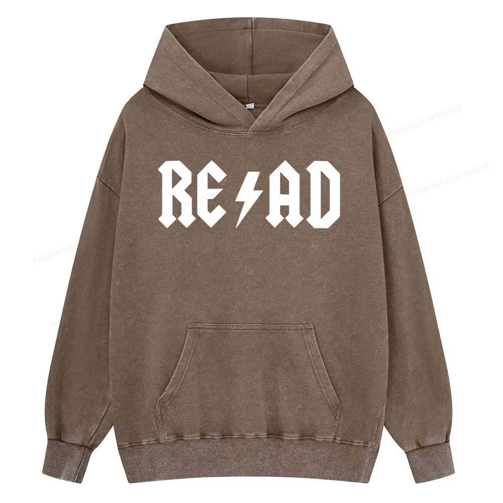 Pagewing Read Back In The Library rock And Roll Unisex Washed Hoodie