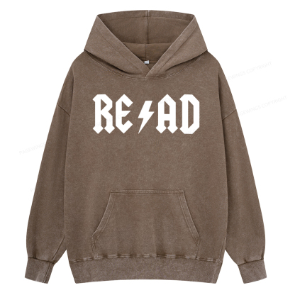 Pagewing Read Back In The Library rock And Roll Unisex Washed Hoodie