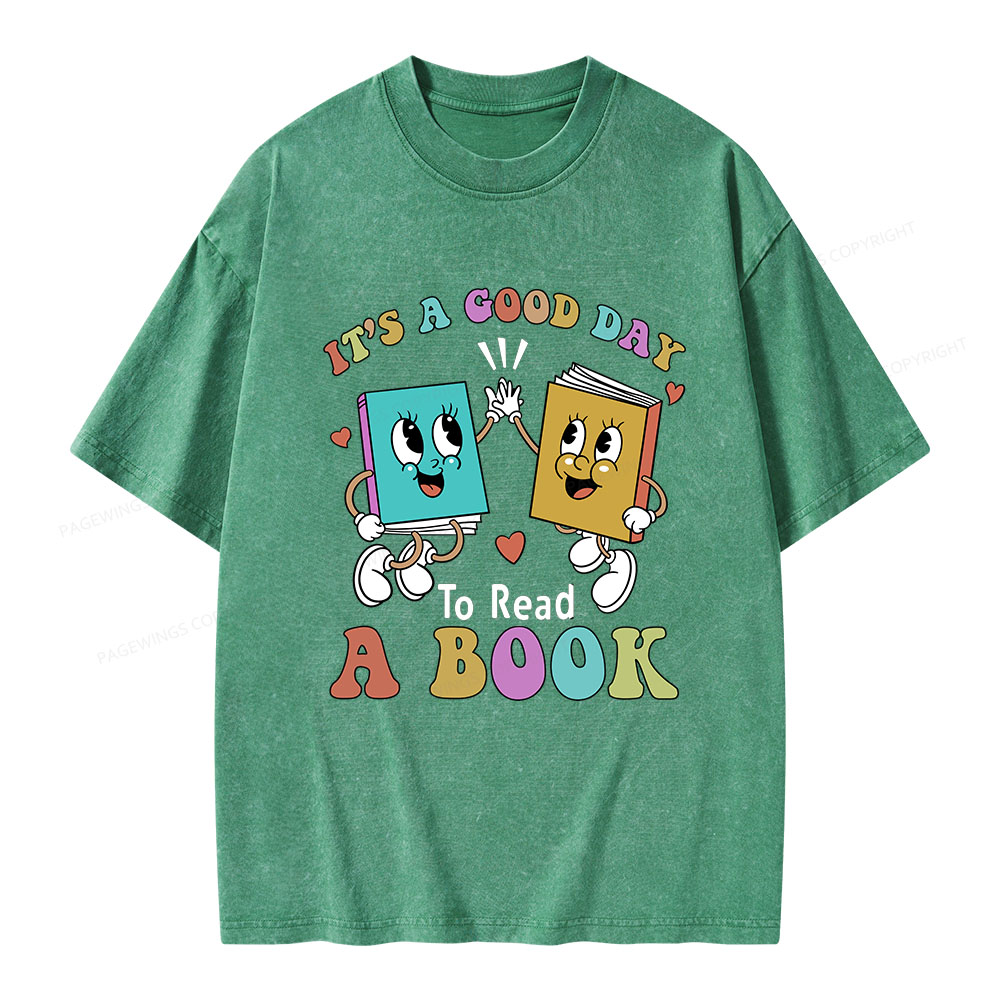 Pagewings It's A Good Day To Read A Book Unisex Washed T-shirt