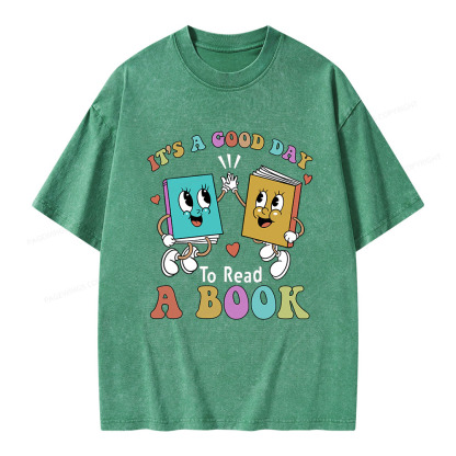 Pagewings It's A Good Day To Read A Book Unisex Washed T-shirt