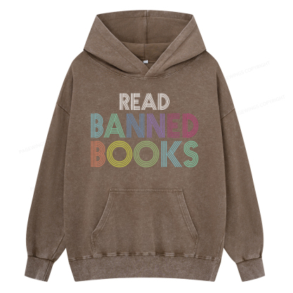 Pagewing Read Banned Books Shirt, Social Justice Gift Unisex Washed Hoodie