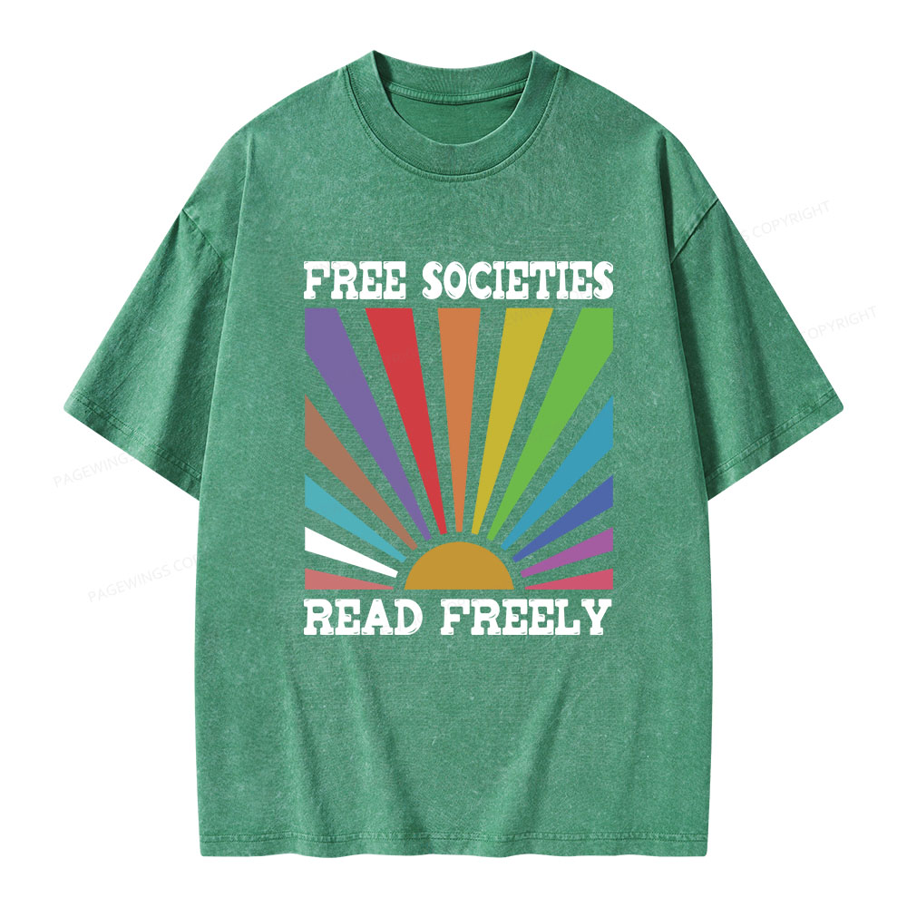 Pagewings Free Societies Read Freely Unisex Washed T-shirt