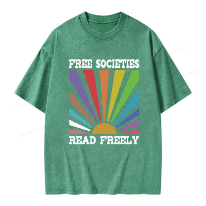 Pagewings Free Societies Read Freely Unisex Washed T-shirt
