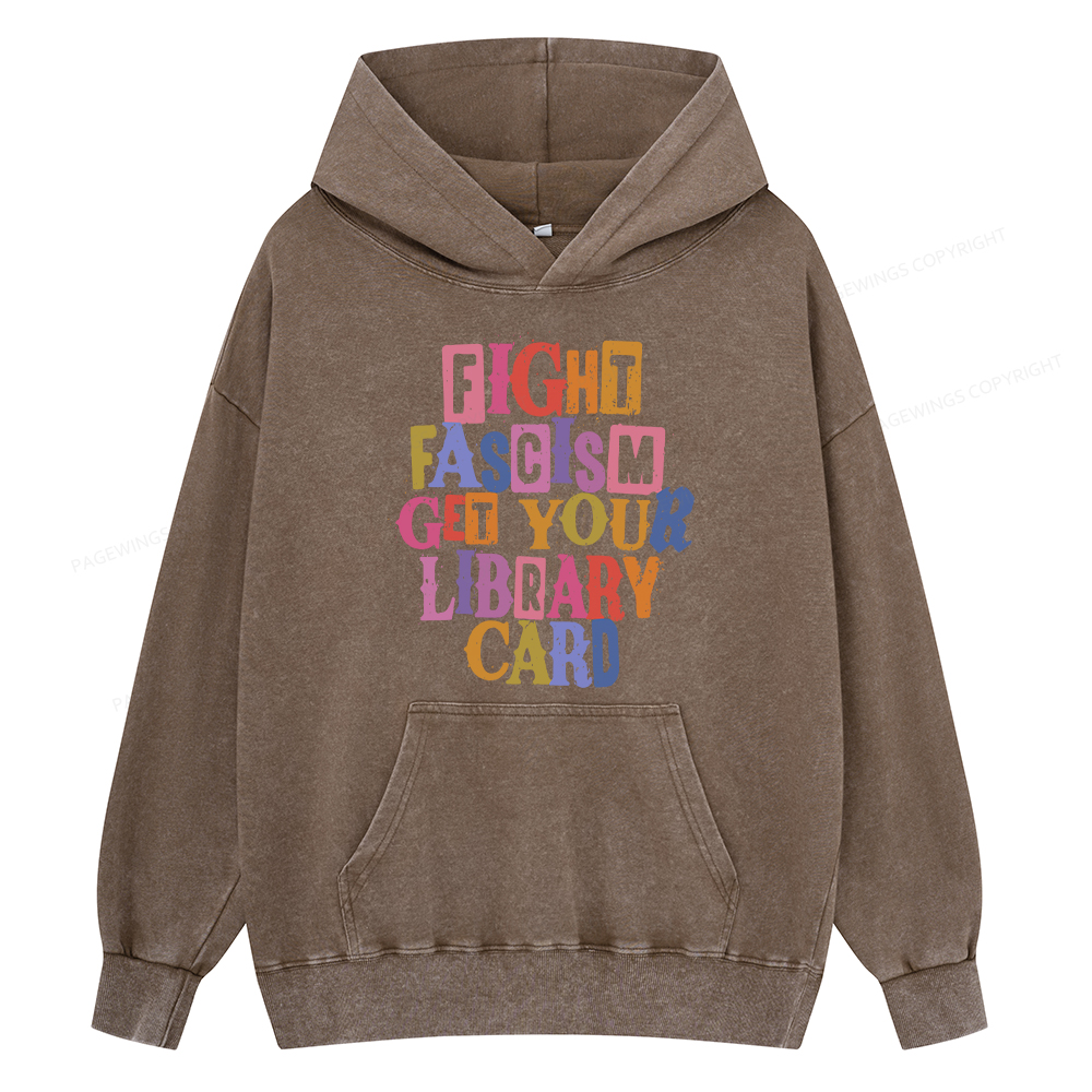 Pagewing Get Your Library Card Unisex Washed Hoodie