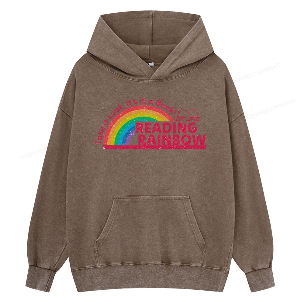 Pagewing Reading Rainbow Unisex Washed Hoodie