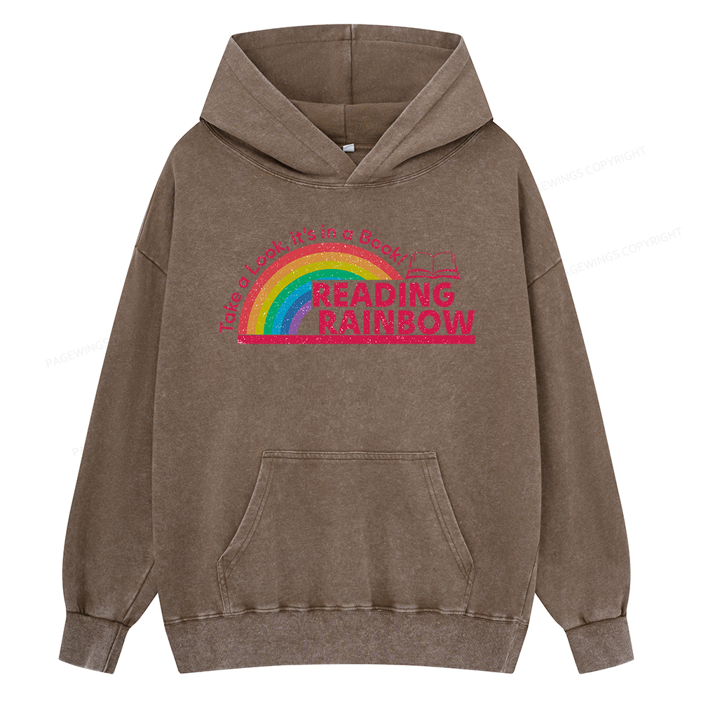 Pagewing Reading Rainbow Unisex Washed Hoodie