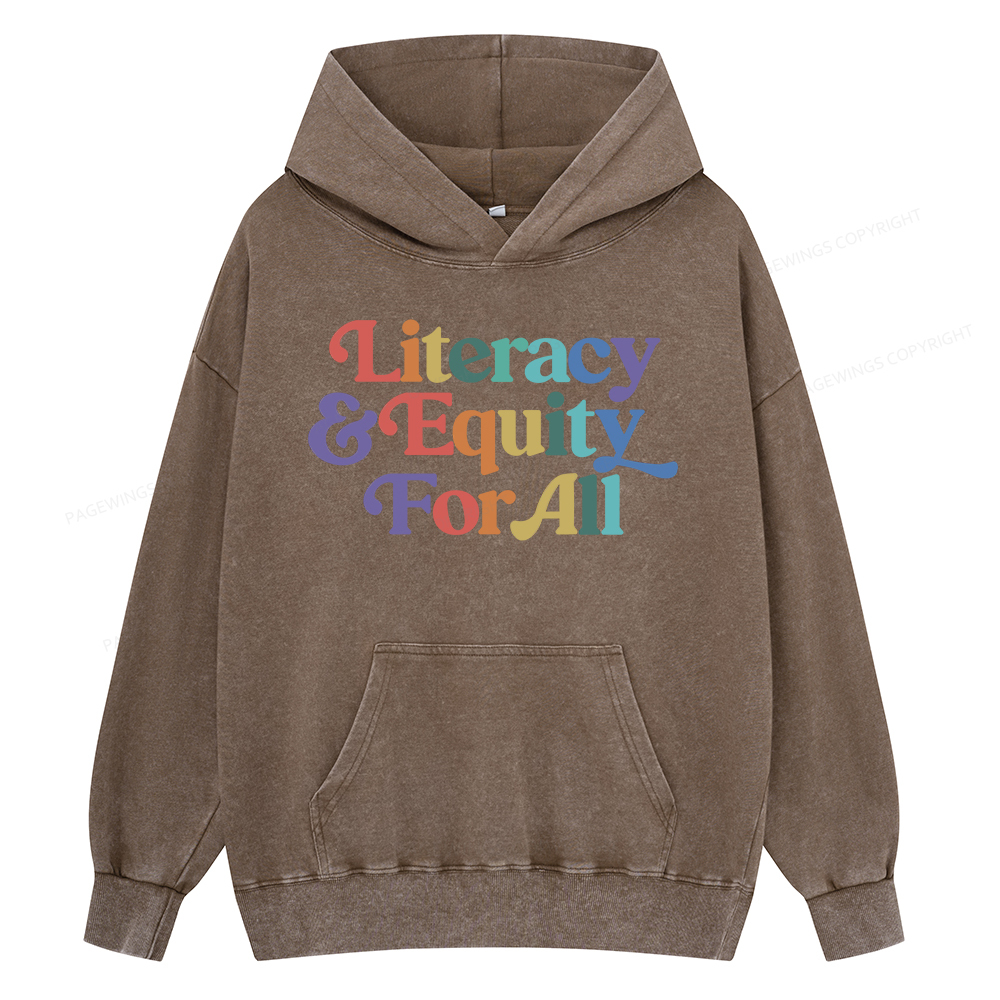 Pagewing Literacy & Equity For All Unisex Washed Hoodie