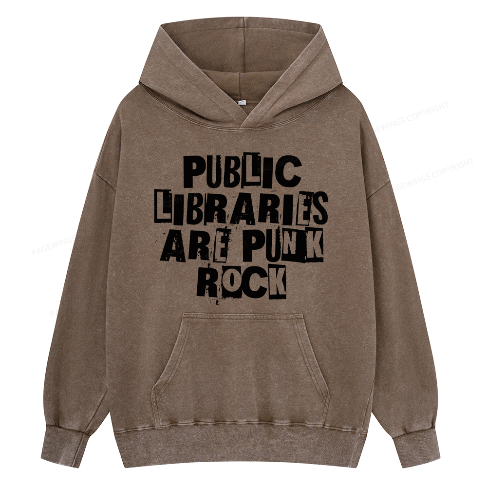 Pagewing Public Libraries Are Punk Rock Unisex Washed Hoodie