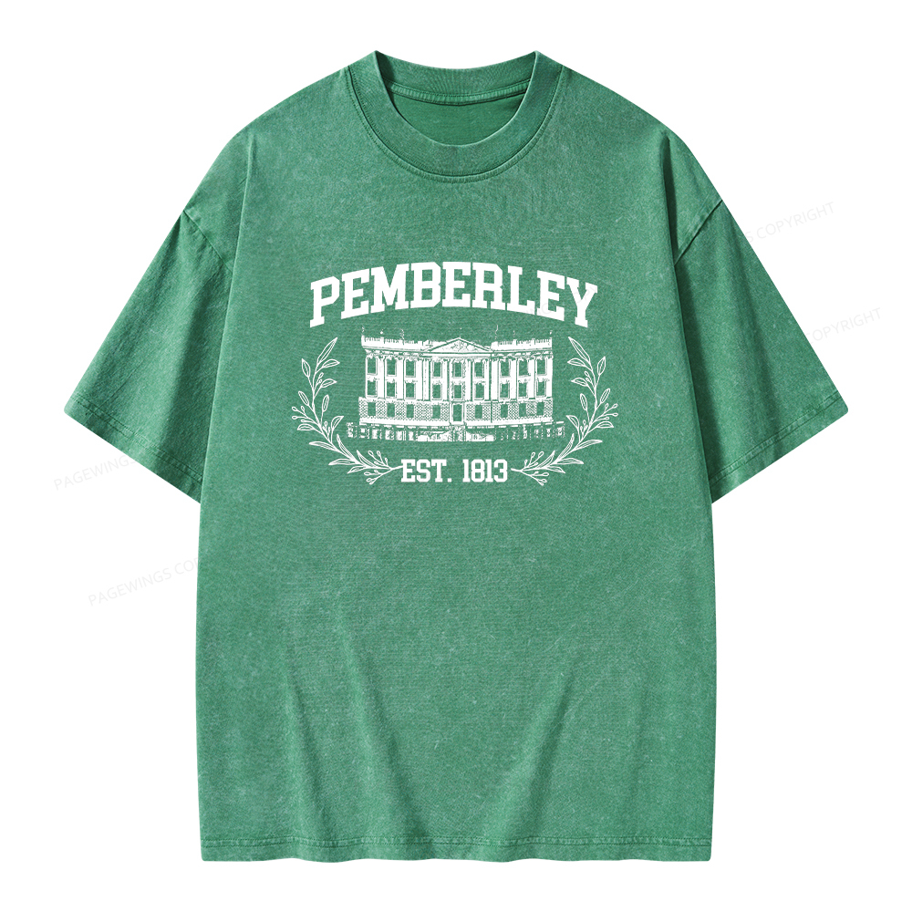 Pagewings Pemberley Est 1813Unisex Washed T-shirt