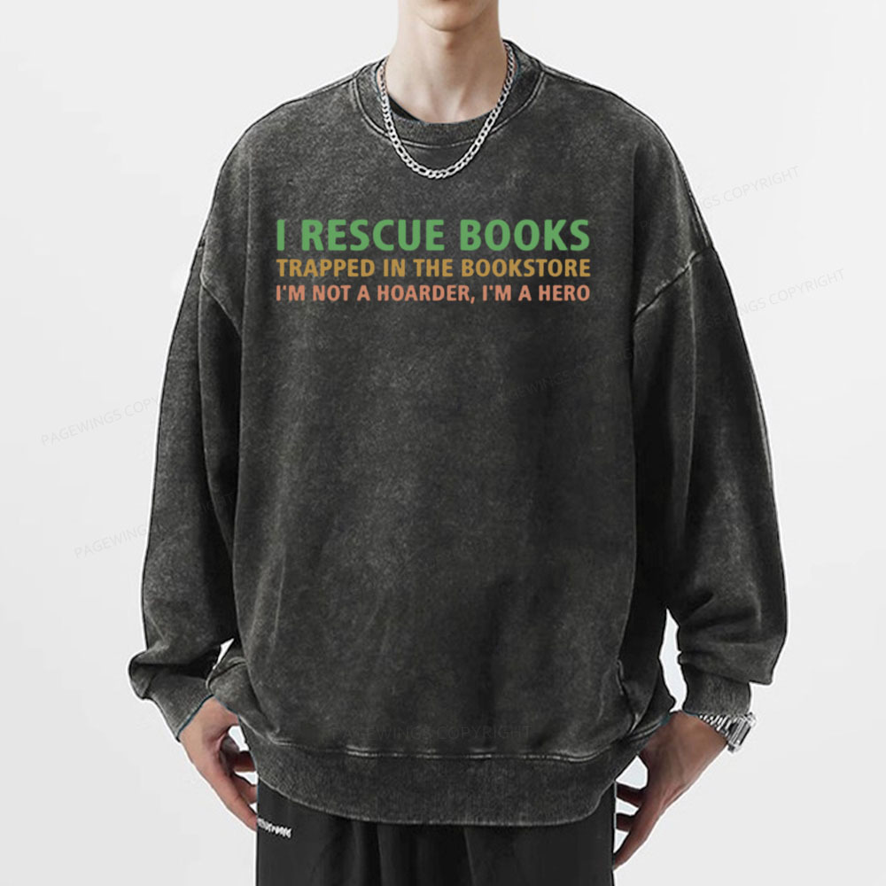 Pagewings Book Lover Shirt, Gift For Bookworms Unisex Washed Sweatshirt