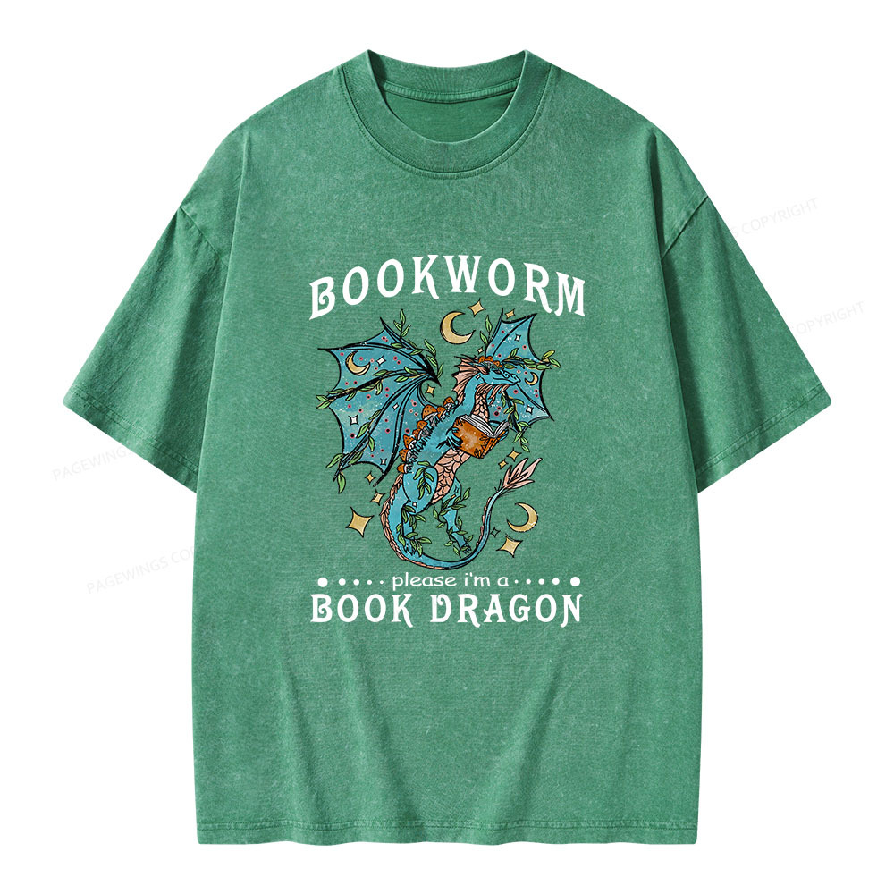 Pagewings Bookworm, please I'm a Book Dragon Unisex Washed T-shirt