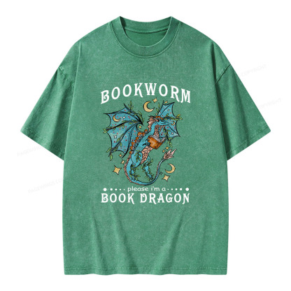 Pagewings Bookworm, please I'm a Book Dragon Unisex Washed T-shirt