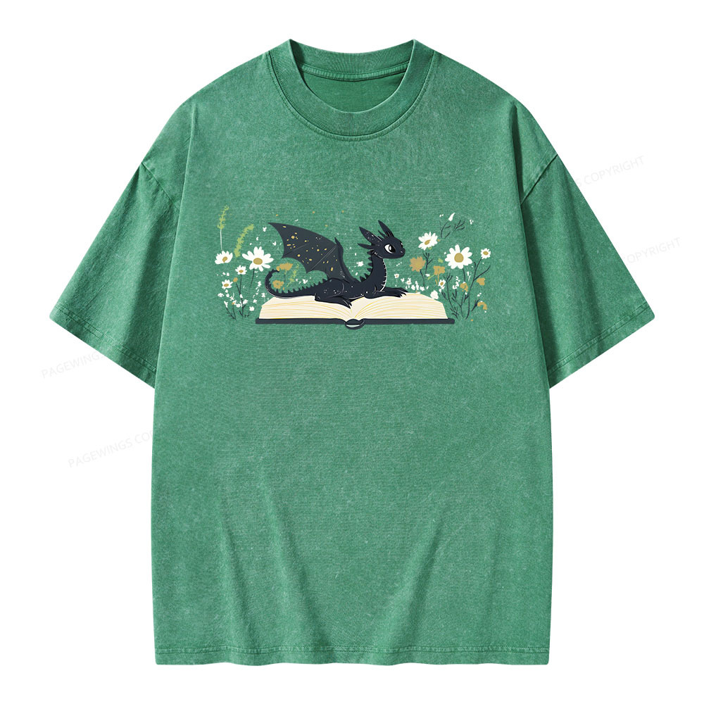 Pagewings Dragon Book Unisex Washed T-shirt