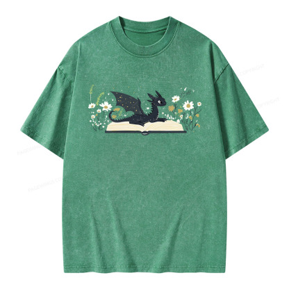 Pagewings Dragon Book Unisex Washed T-shirt