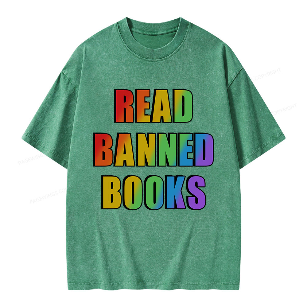 Pagewings Read Banned Books Unisex Washed T-shirt