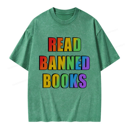 Pagewings Read Banned Books Unisex Washed T-shirt