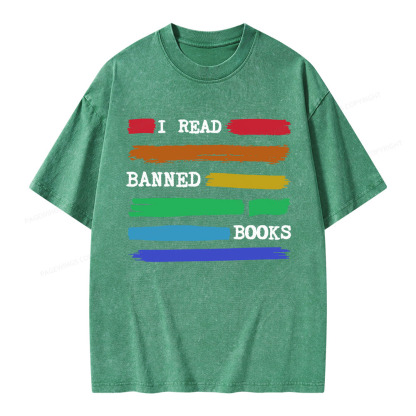 Pagewings I Read Banned Books Unisex Washed T-shirt