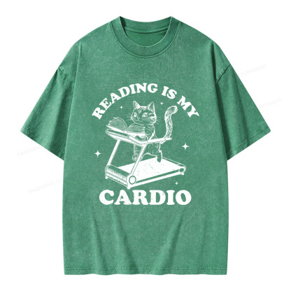 Pagewings Reading is my Cardio Unisex Washed T-shirt