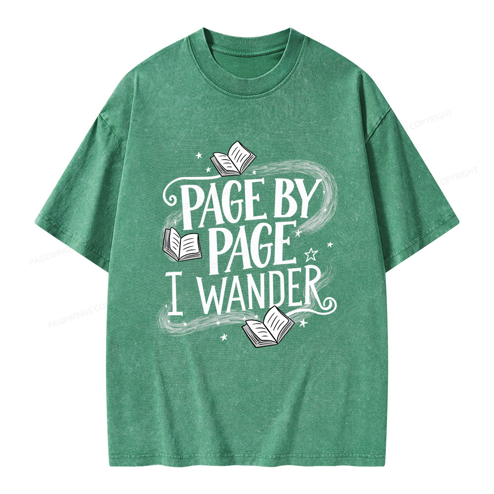 Pagewings Page By Page I Wander Unisex Washed T-shirt