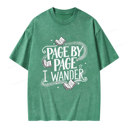 Pagewings Page By Page I Wander Unisex Washed T-shirt