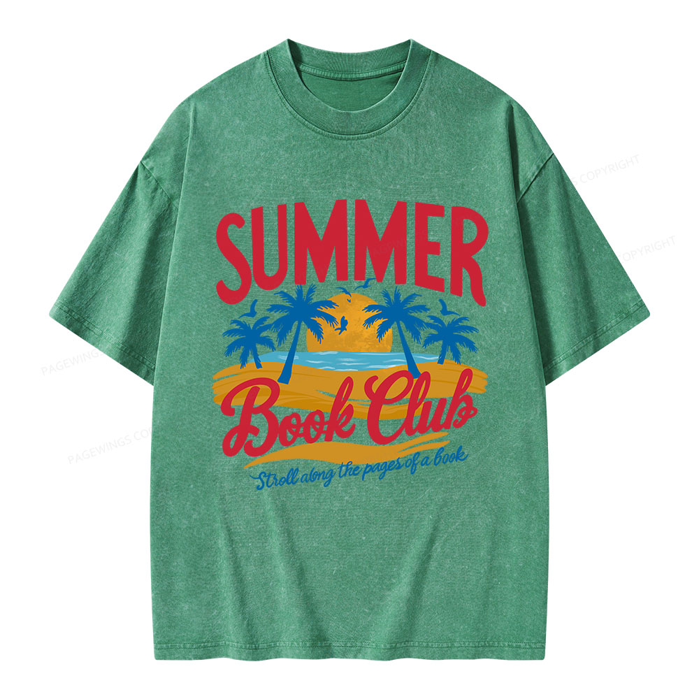 Pagewings Summer Book Club Unisex Washed T-shirt