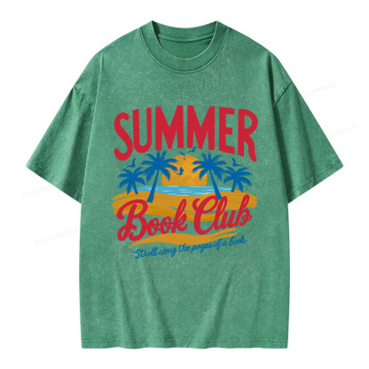 Pagewings Summer Book Club Unisex Washed T-shirt