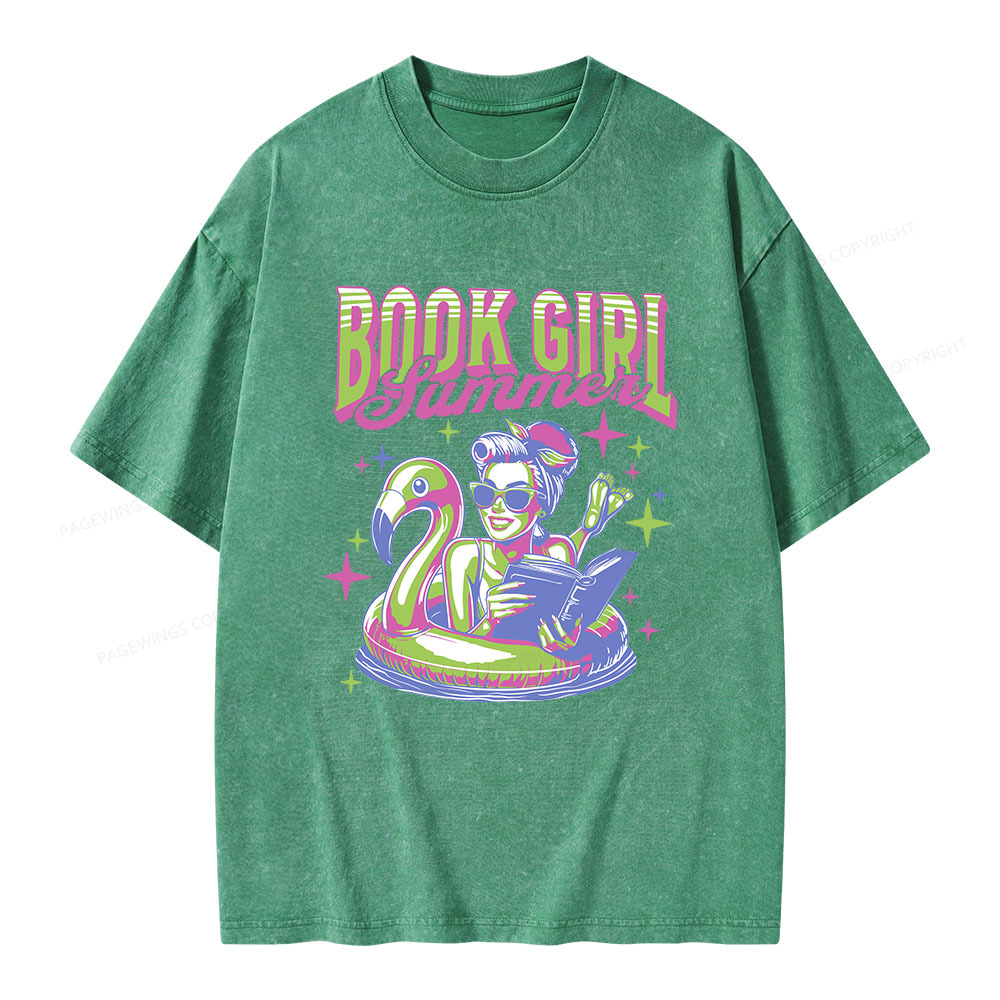 Pagewings Bookish Girl Summer Unisex Washed T-shirt