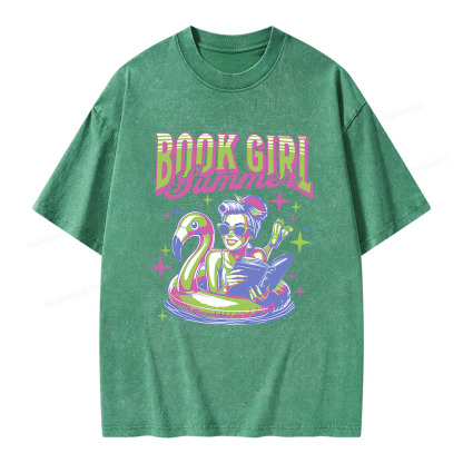 Pagewings Bookish Girl Summer Unisex Washed T-shirt