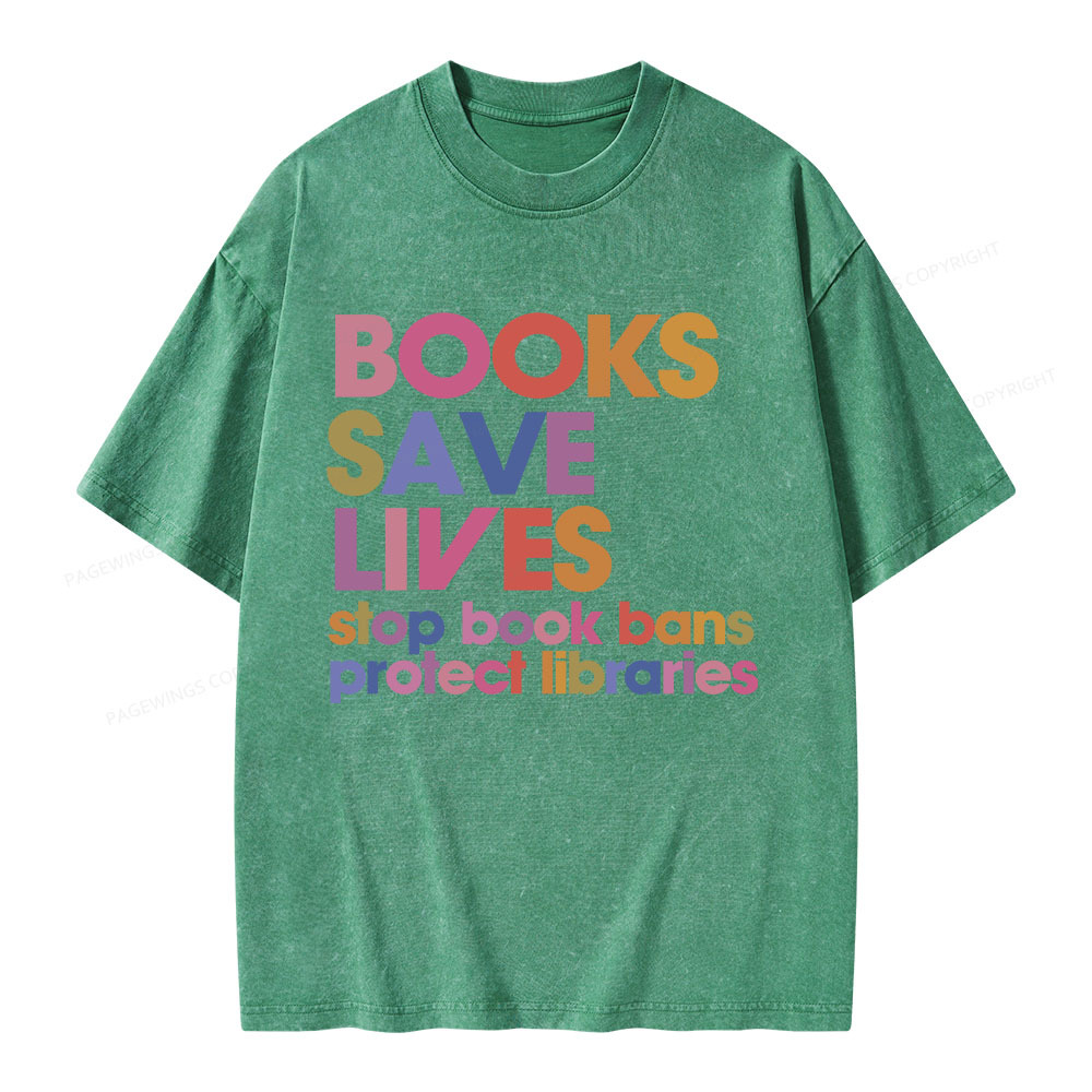 Pagewings Books Save Lives Unisex Washed T-shirt