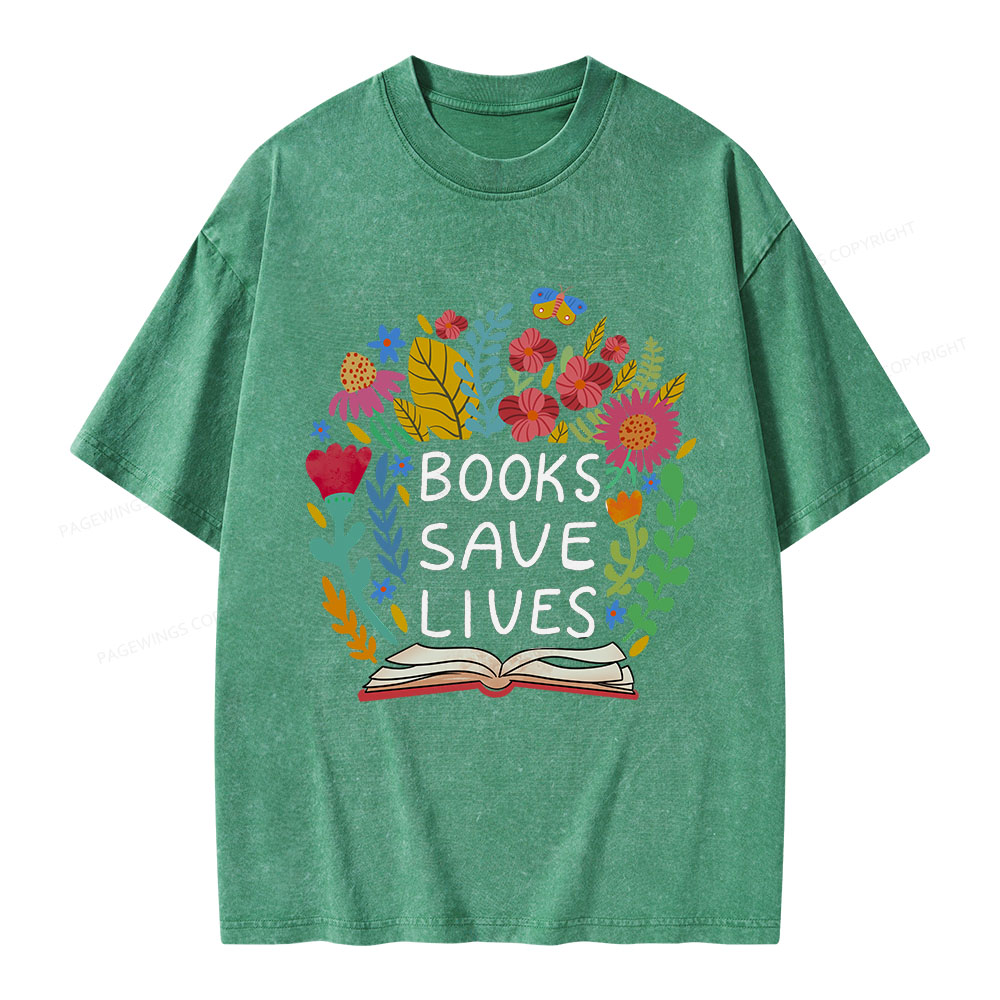 Pagewings Books Save Lives Unisex Washed T-shirt