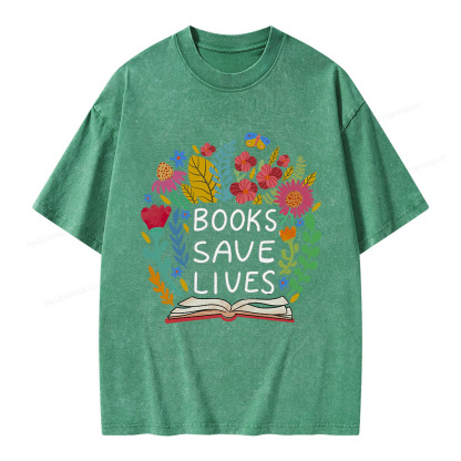 Pagewings Books Save Lives Unisex Washed T-shirt
