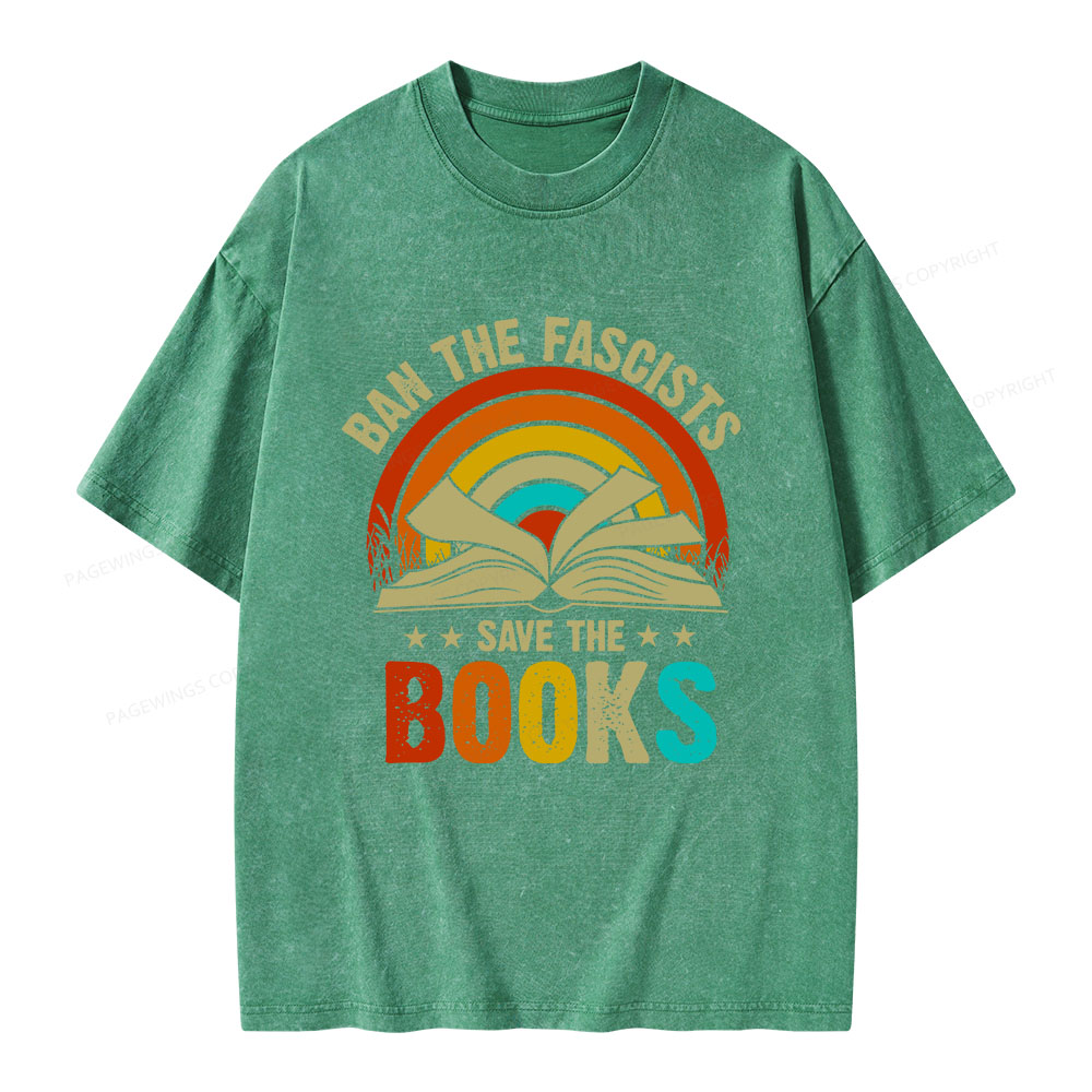 Pagewings Ban The Fascists Save The Books Unisex Washed T-shirt