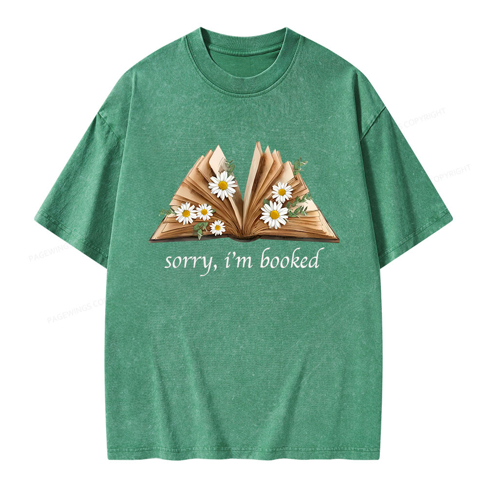 Pagewings Sorry I'm Booked Unisex Washed T-shirt