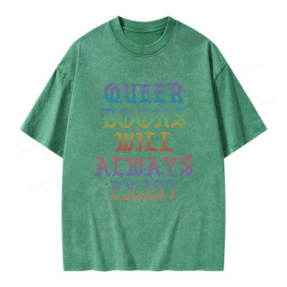Pagewings Queer Books Will Always Exist Unisex Washed T-shirt