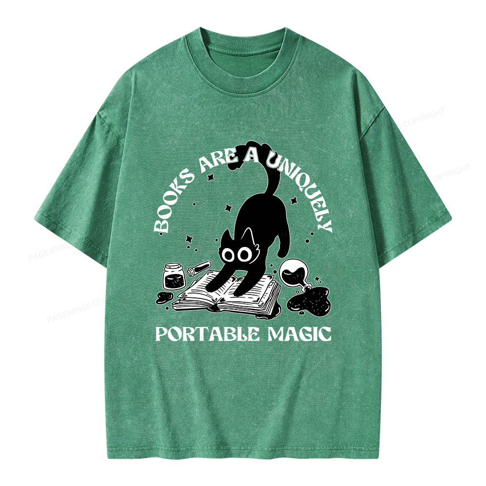 Pagewings Books Are Uniquely Portable Magic Unisex Washed T-shirt