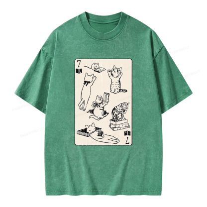 Pagewings Cats And Mouse Live In Peace With Books Unisex Washed T-shirt