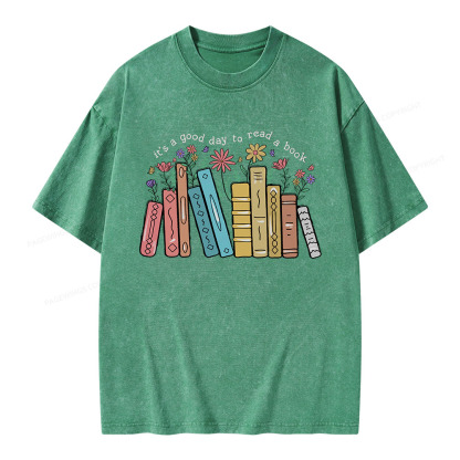 Pagewings It’s A Good Day To Read A Book Unisex Washed T-shirt