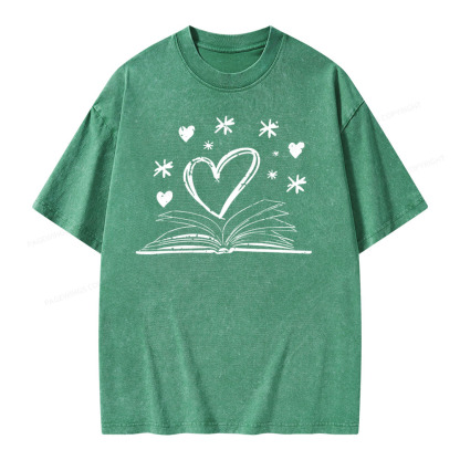 Pagewings Bookworm Librarian Valentines Day Book Unisex Washed T-shirt