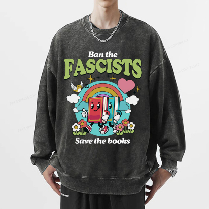 Pagewings Ban the Fascists Save the Books Unisex Washed Sweatshirt