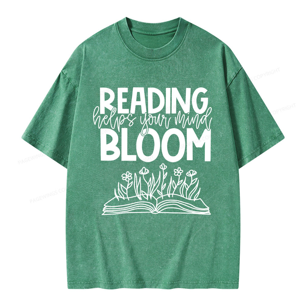 Pagewings Reading Helps Your Mind Bloom Unisex Washed T-shirt