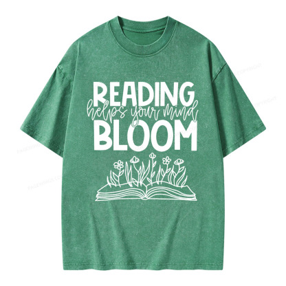 Pagewings Reading Helps Your Mind Bloom Unisex Washed T-shirt