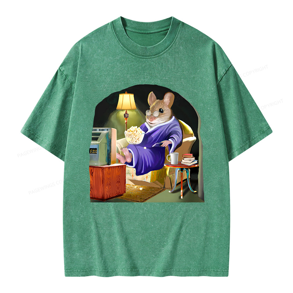 Pagewings Leisurely Mouse Unisex Washed T-shirt