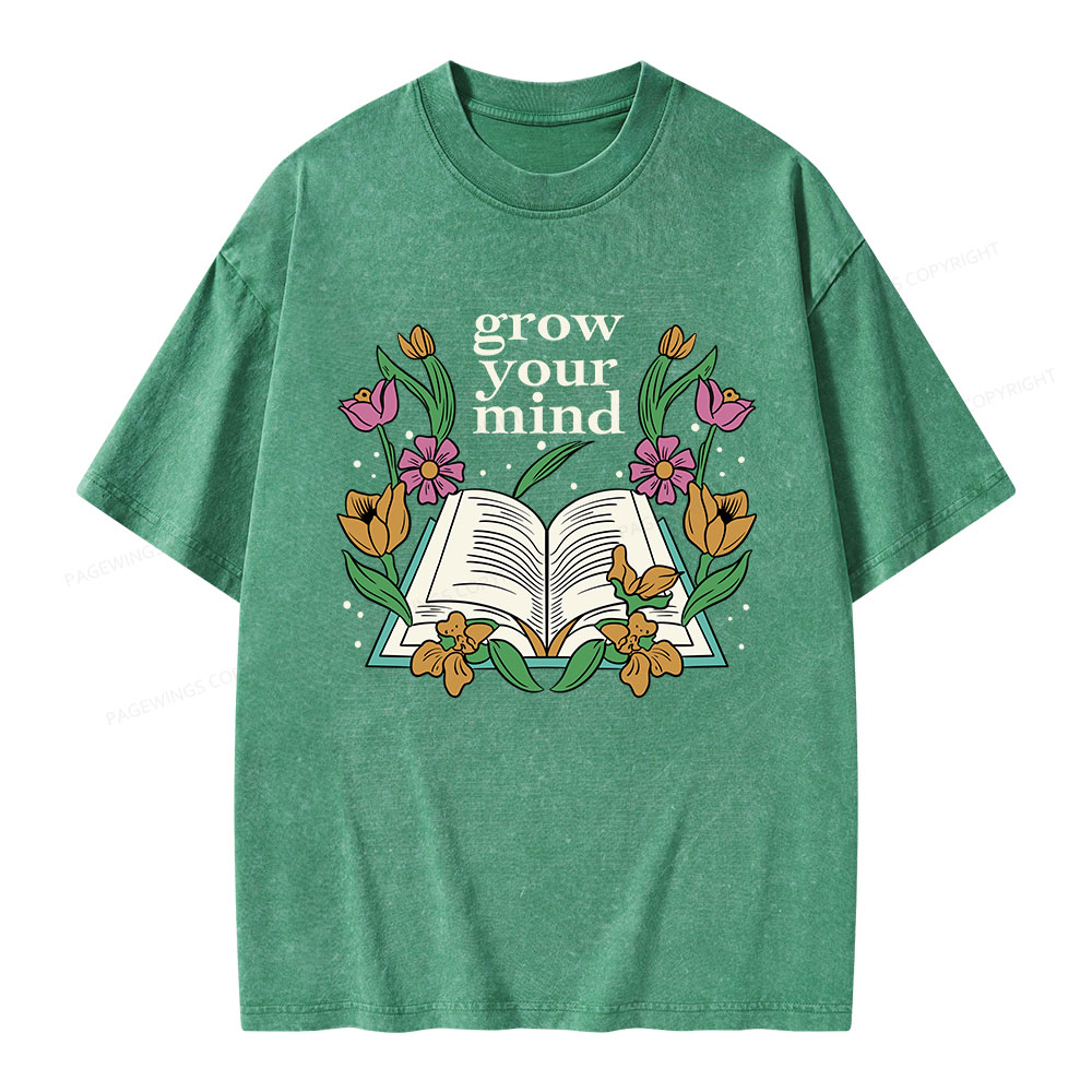 Pagewings Grow Your Mind Unisex Washed T-shirt