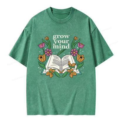 Pagewings Grow Your Mind Unisex Washed T-shirt