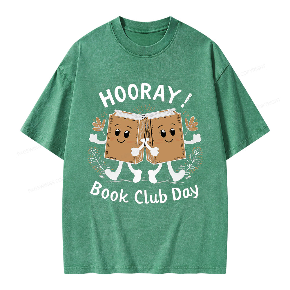 Pagewings Hooray Book Club Day Unisex Washed T-shirt
