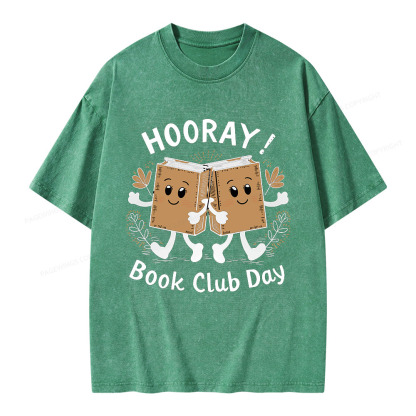 Pagewings Hooray Book Club Day Unisex Washed T-shirt