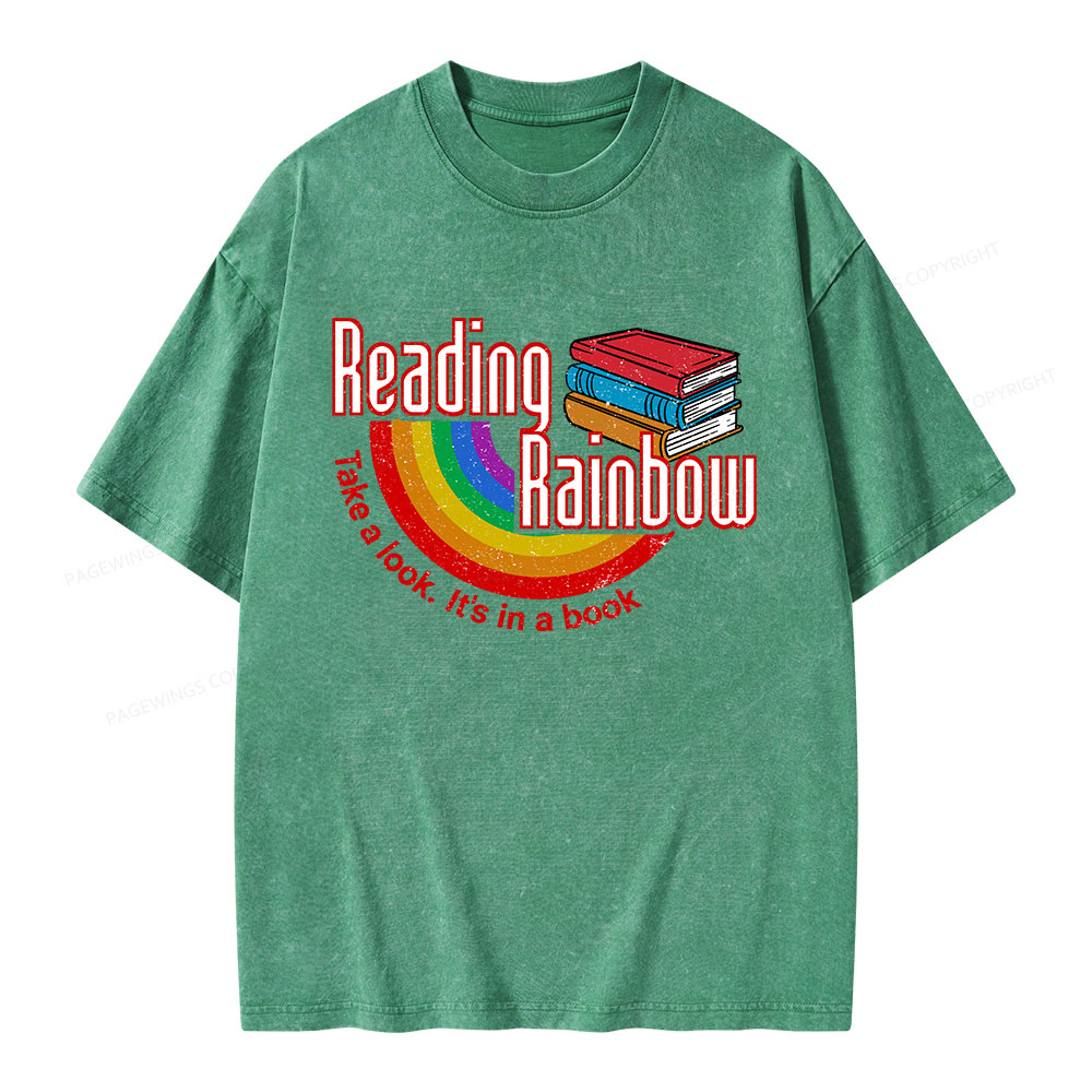 Pagewings Reading Rainbow Unisex Washed T-shirt